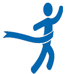 person crossing finish line